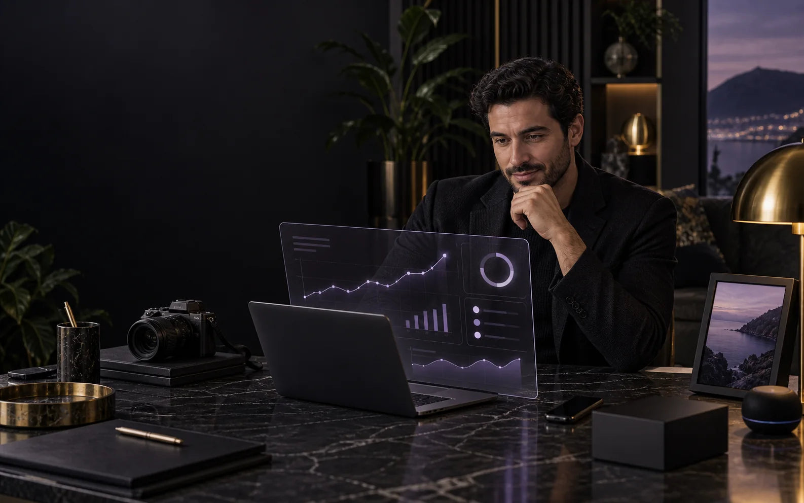 Creator calmly reviewing transparent business performance and payout information